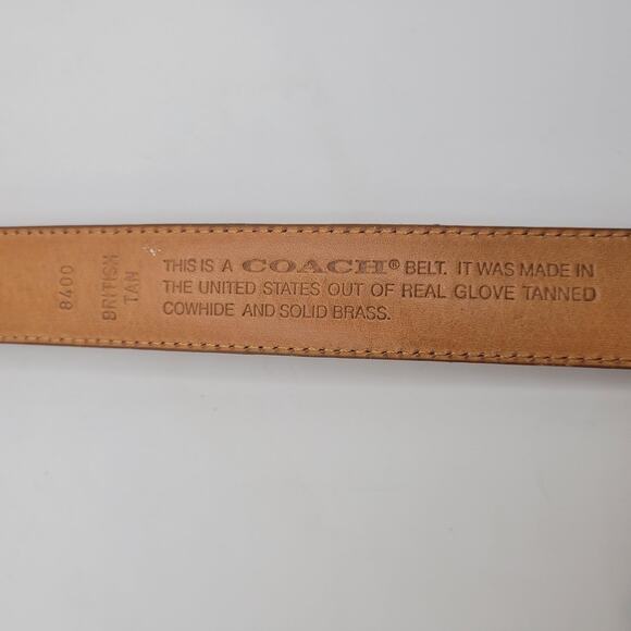Coach Belt Medium British Tan Glove Tanned Leather Brass Buckle Classic USA 8400 main image 6